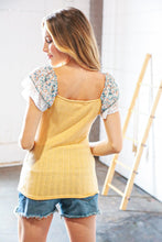 Load image into Gallery viewer, Amber Rib Floral Raglan Flutter Sleeve Slim Top