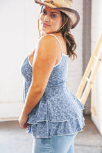 Load image into Gallery viewer, Apparel &amp; Accessories Blue V Neck Babydoll Button Detail Ruffle Top