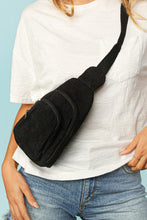 Load image into Gallery viewer, Apparel &amp; Accessories One Size Fits All Black Corduroy Sling Crossbody Bag