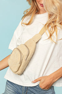 Apparel & Accessories One Size Fits All Sand Corduroy Sling Crossbody Bag