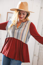 Load image into Gallery viewer, Berry Hacci Aztec Multistripe Outseam Bell Sleeve Top