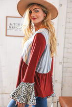 Load image into Gallery viewer, Berry Hacci Aztec Multistripe Outseam Bell Sleeve Top