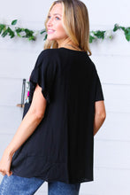 Load image into Gallery viewer, Black Floral Embroidered Flutter Sleeve Top