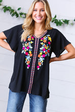 Load image into Gallery viewer, Black Floral Embroidered Flutter Sleeve Top