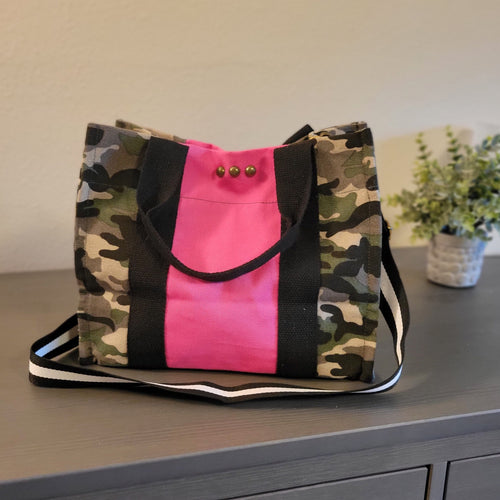 Camo/Pink Canvas Crossbody Hand Bag