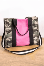Load image into Gallery viewer, Camo/Pink Pink Camo Canvas Crossbody Tote