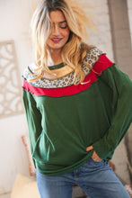 Load image into Gallery viewer, Christmas Green Terry Hacci Color Block Pullover