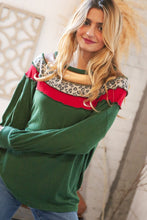 Load image into Gallery viewer, Christmas Green Terry Hacci Color Block Pullover