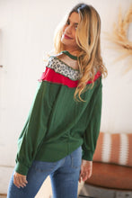 Load image into Gallery viewer, Christmas Green Terry Hacci Color Block Pullover