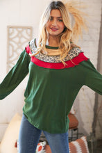 Load image into Gallery viewer, Christmas Green Terry Hacci Color Block Pullover