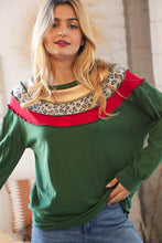 Load image into Gallery viewer, Christmas Green Terry Hacci Color Block Pullover