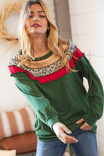 Load image into Gallery viewer, Christmas Green Terry Hacci Color Block Pullover