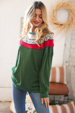 Load image into Gallery viewer, Christmas Green Terry Hacci Color Block Pullover