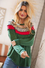 Load image into Gallery viewer, Christmas Green Terry Hacci Color Block Pullover