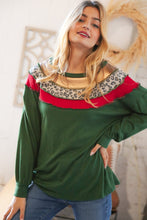 Load image into Gallery viewer, Christmas Green Terry Hacci Color Block Pullover