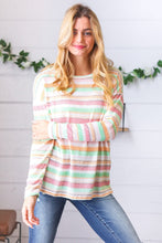 Load image into Gallery viewer, Green Apple &amp; Tangerine Textured Vintage Stripe Top