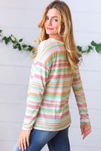 Load image into Gallery viewer, Green Apple &amp; Tangerine Textured Vintage Stripe Top