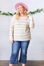 Load image into Gallery viewer, Green Apple &amp; Tangerine Textured Vintage Stripe Top