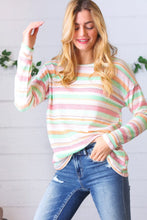 Load image into Gallery viewer, Green Apple &amp; Tangerine Textured Vintage Stripe Top