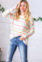 Load image into Gallery viewer, Green Apple &amp; Tangerine Textured Vintage Stripe Top