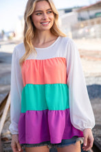 Load image into Gallery viewer, Ivory &amp; Peach Woven Crepe Tiered Blouse