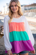 Load image into Gallery viewer, Ivory &amp; Peach Woven Crepe Tiered Blouse