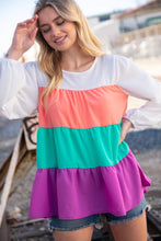 Load image into Gallery viewer, Ivory &amp; Peach Woven Crepe Tiered Blouse