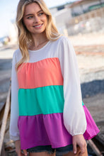 Load image into Gallery viewer, Ivory &amp; Peach Woven Crepe Tiered Blouse