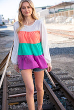 Load image into Gallery viewer, Ivory &amp; Peach Woven Crepe Tiered Blouse