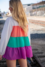 Load image into Gallery viewer, Ivory &amp; Peach Woven Crepe Tiered Blouse