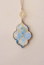 Load image into Gallery viewer, Jewelry Blue Quatrefoil Pendant Necklace