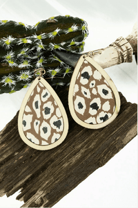 Jewelry Cat Mountain Wood Teardrop Earrings