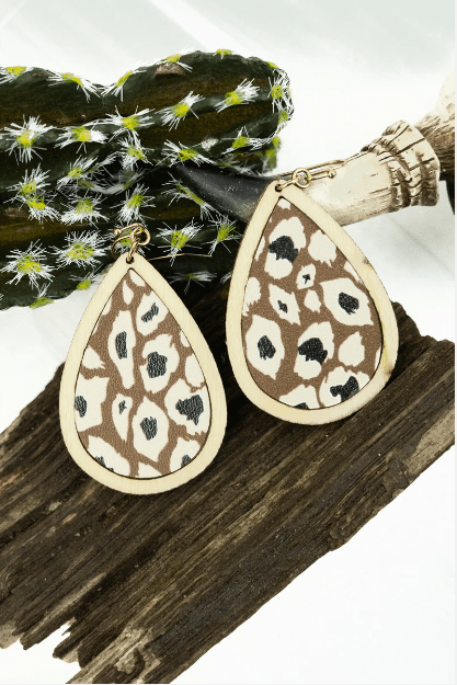 Jewelry Cat Mountain Wood Teardrop Earrings