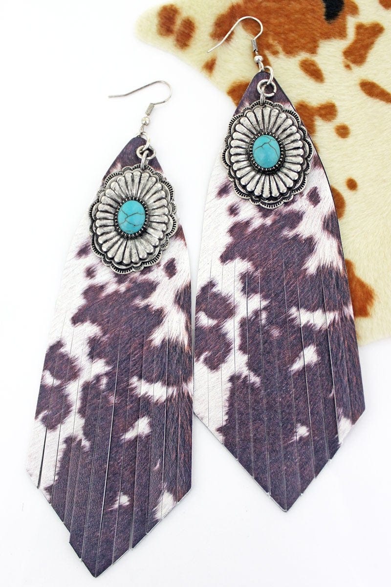 Jewelry Concho Clarabelle Faux Leather Shredded Earrings