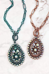 Jewelry Crystal Teardrop Toggle Necklace