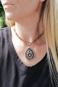 Jewelry Crystal Teardrop Toggle Necklace