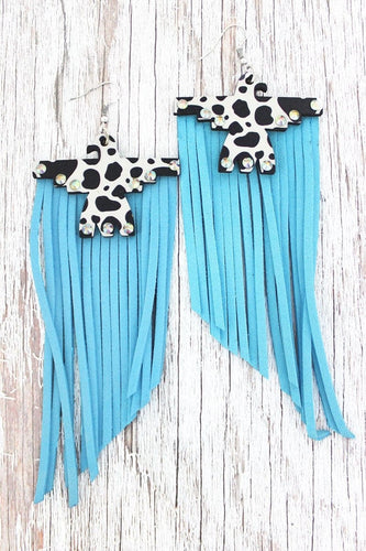 Jewelry Crystal Thunderbird Blue Fringe Earrings