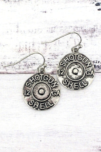 Jewelry Dodge City Silvertone Shotgun Shell Earrings