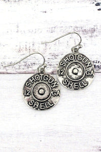 Jewelry Dodge City Silvertone Shotgun Shell Earrings