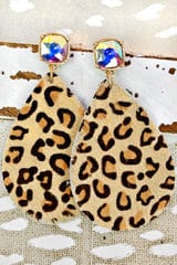Jewelry On A Mission Beige Leopard Teardrop Earrings