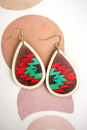 Jewelry Sonoran Desert Red Wood Teardrop Earrings