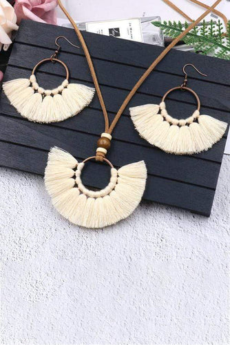 Jewelry Tassel Necklace and Earrings Set