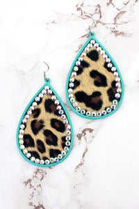 Jewelry Turquoise Copy of Crystal Trim Leopard Teardrop Earrings