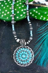 Jewelry Turquoise Crestwood Medallion Silver Pearl Necklace