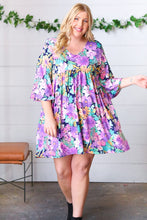 Load image into Gallery viewer, Mint Floral Babydoll Bell Sleeve Pocketed Dress