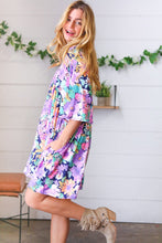 Load image into Gallery viewer, Mint Floral Babydoll Bell Sleeve Pocketed Dress