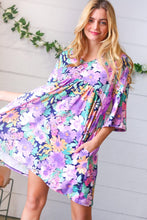 Load image into Gallery viewer, Mint Floral Babydoll Bell Sleeve Pocketed Dress