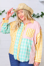 Load image into Gallery viewer, Mint &amp; Pink Cotton Plaid Check Baby Doll Raglan Shirt