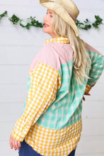 Load image into Gallery viewer, Mint &amp; Pink Cotton Plaid Check Baby Doll Raglan Shirt