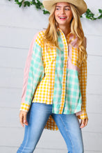 Load image into Gallery viewer, Mint &amp; Pink Cotton Plaid Check Baby Doll Raglan Shirt